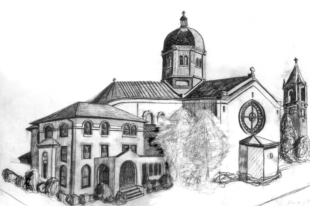Cathedral of the Sacred Heart - pencil drawing