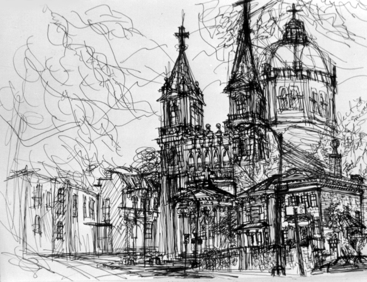 Cathedral of hte Sacred Heart - ink on paper