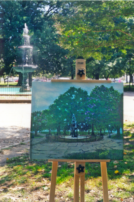 plein air painting at Fountain in Monroe Park