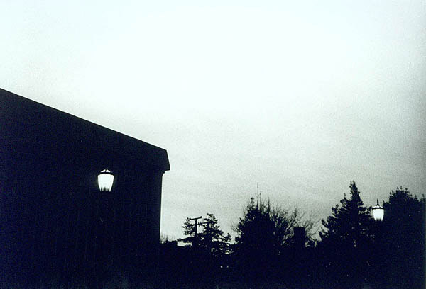 campus at night - black and white film