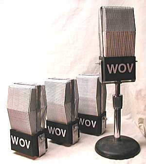 Several RCA44 stage prop mic replicas on display. (66KB JPG)