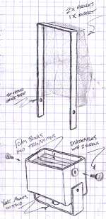 Early assembly design sketches studied simple methods of construction. (39KB JPG)