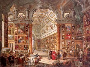Giovanni Paolo Panini, Interior of a Picture Gallery with the Collection of Cardinal Gonzaga, 1749