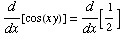 d/dx[cos(x y)] = d/dx[1/2]