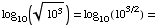 log_10(10^3^(1/2)) = log_10(10^(3/2)) =