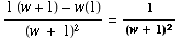 (1 (w + 1) - w(1))/(w + 1)^2 = 1/(w + 1)^2