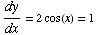 dy/dx = 2cos(x) = 1