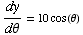 dy/(dθ) = 10cos (θ)