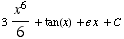 3x^6/6 + tan(x) + e x + C