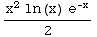 (x^2ln(x) e^(-x))/2