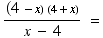 ((4 - x) (4 + x))/(x - 4) =