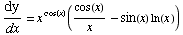 dy/dx = x^( cos(x))(cos(x)/x - sin(x) ln (x ))