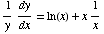 1/ydy/dx = ln(x) + x1/x