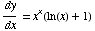 dy/dx = x^x(ln(x) + 1)