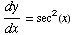 dy/dx = sec^2(x)