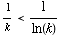 1/k<1/ln(k)