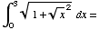∫_0^3 (1 + x^(1/2)^2)^(1/2) dx =