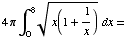 4π ∫_0^8x(1 + 1/x)^(1/2) dx =
