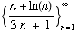 {(n + ln(n))/(3n + 1)} _ (n = 1)^∞
